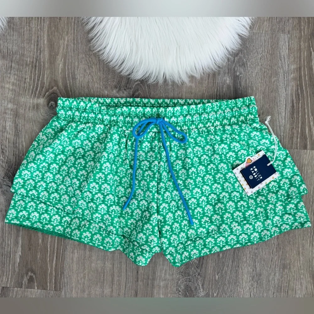 💚💙 Roller Rabbit x Target Women's Stamped Floral Drawstring Shorts Teal - Picture 1 of 4